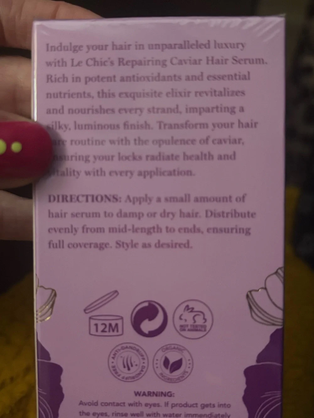 LE’ CHIC Repairing Caviar Hair Serum infused with caviar extract, keratin
